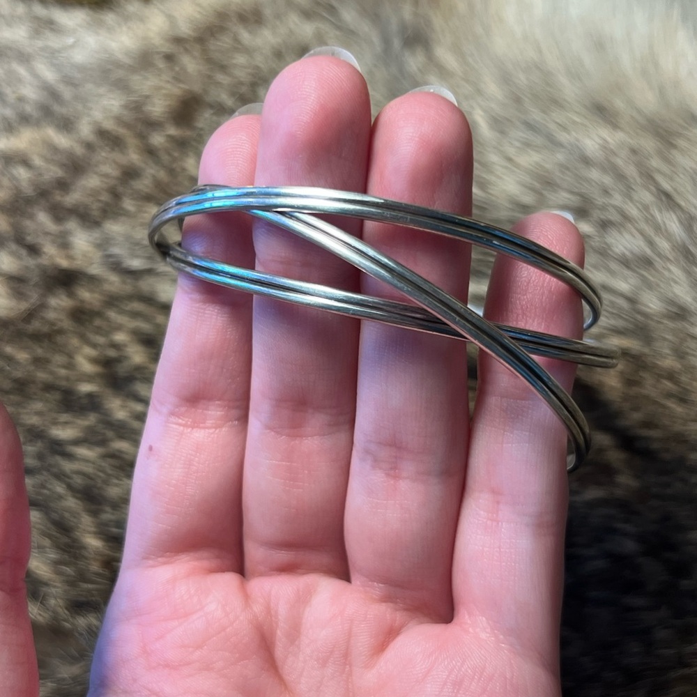 Sterling Silver Triple Interlocking Bracelet - image 1
